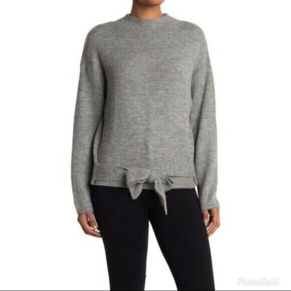 Wayf Gray Crew Neck Long Sleeve Tie Waist Pullover Sweater Size X Large - Picture 1 of 9